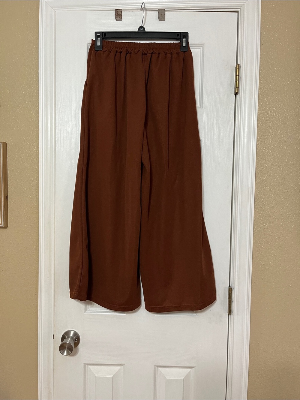 Wide-Leg High-Waist Pants with Button Detail - Rust - Picture 3 of 3